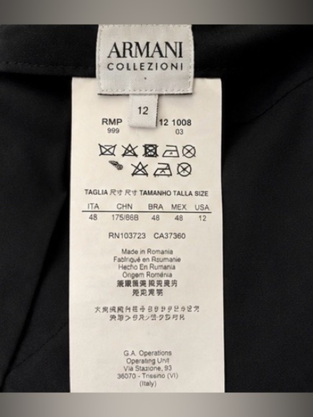 Armani Collezioni Black Dress Pants Womens 12 Italy Designer Career Luxury - Picture 2 of 8